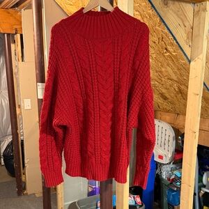 Ava & Viv Red Turtleneck Cable Knit Sweater
